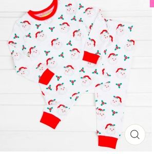 Smocked Auction Vintage Santa Print kid pajamas. Size 10